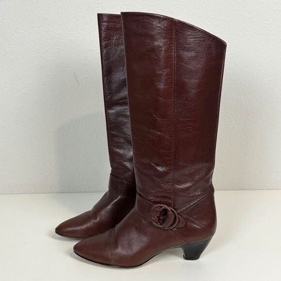 Vintage 9 Nine West Brown Kitten Heel Boots Jobeth Size 7 - Picture 5 of 10